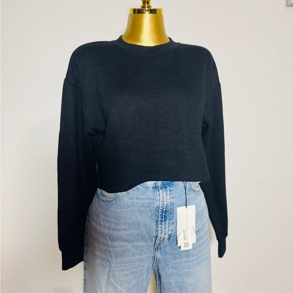 Zara Black Boxy Long Sleeve Crop Sweatshirt - Picture 4 of 5